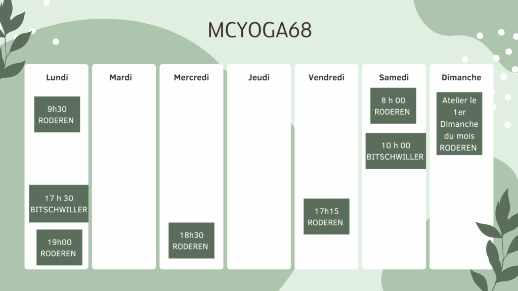 mcyoga68 propose des cours de yoga a Roderen proche de thann, masevaux et burnaupt également des conseils et bilans en ayurveda